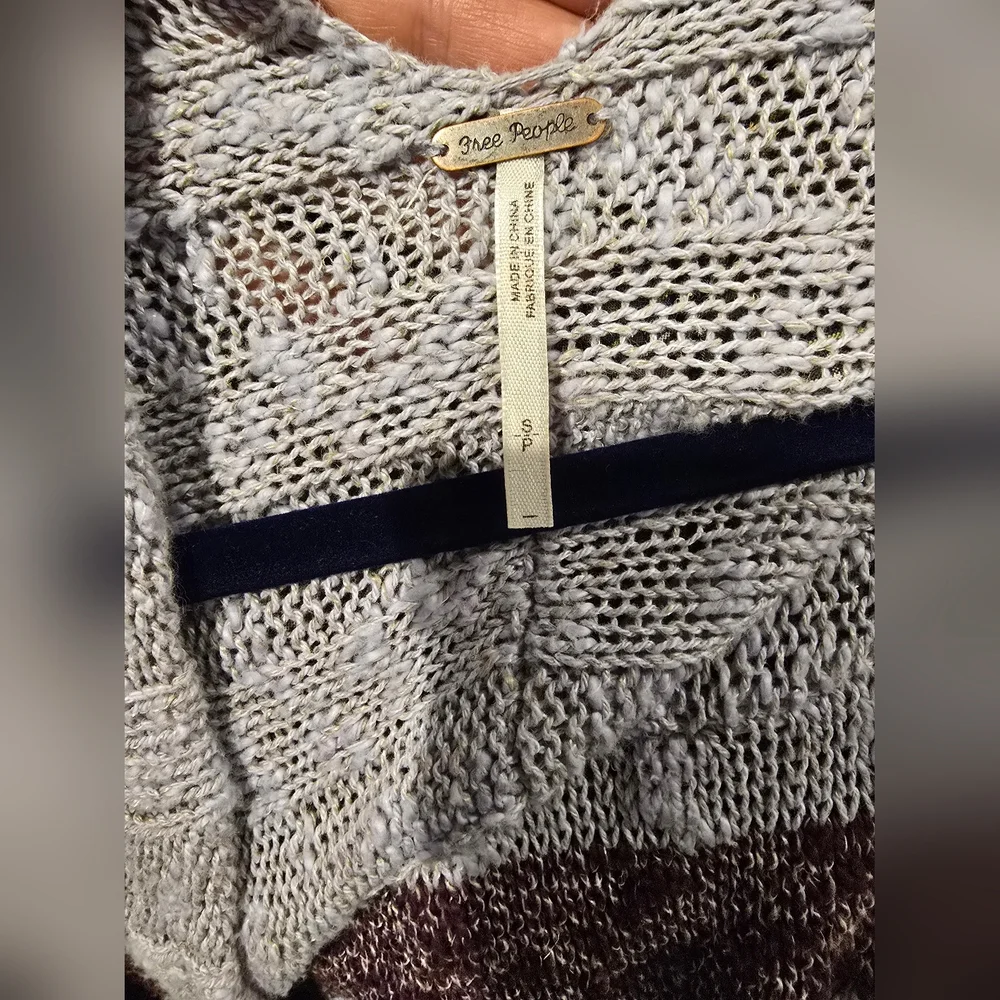 Free People Women's Free Spirit Stripe Cardigan in Lavender Combo Size SMALL - Picture 5 of 7